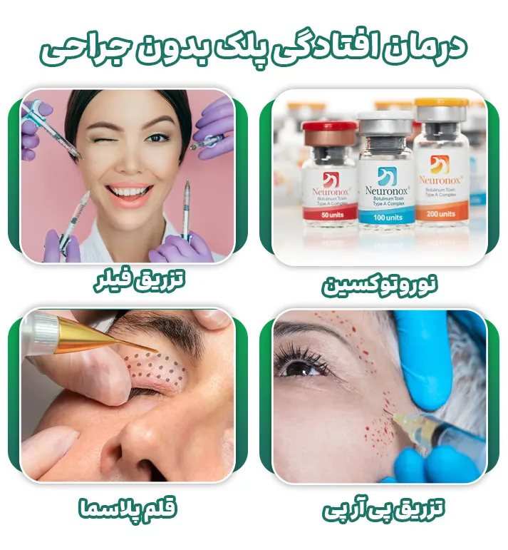 درمان افتادگی پلک بدون جراحی