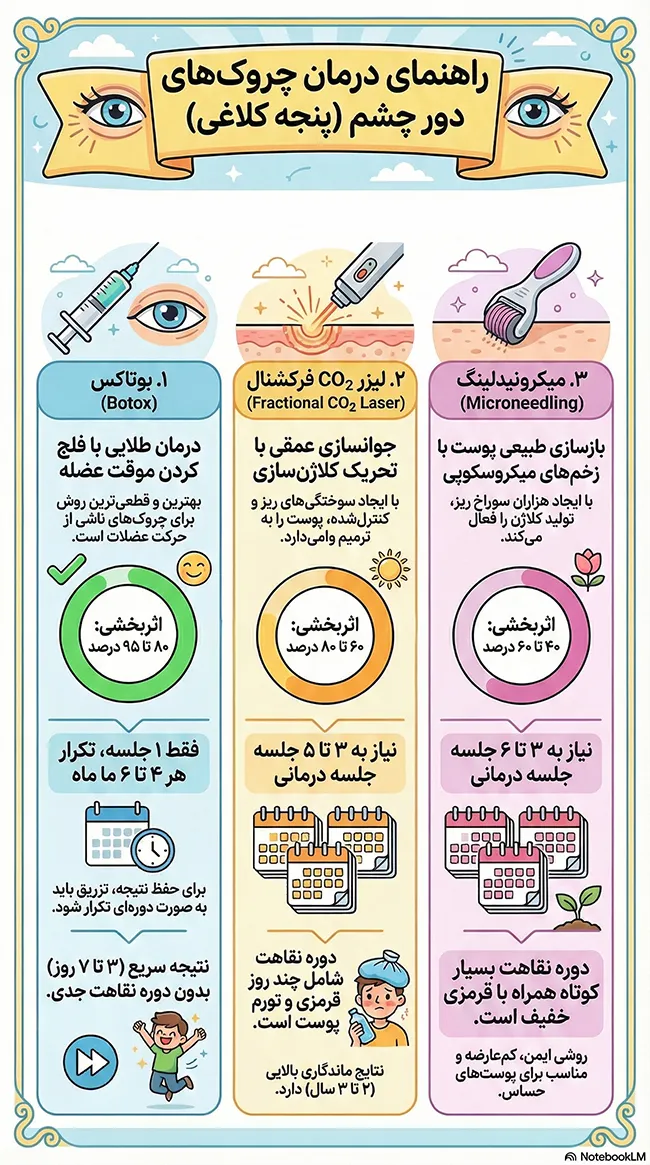 درمان چروک دور چشک یا چروک پنجه کلاغی